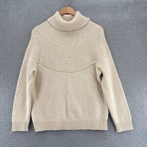J Jill Sweater Womens Medium Petite Ivory Sequin Cowl Neck Pullover Knit Casual